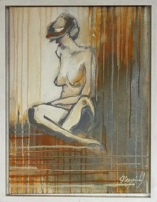 Jana Hegyiová, maľba, Sediaca, 210 €, 40x30 cm, 2 cm rám