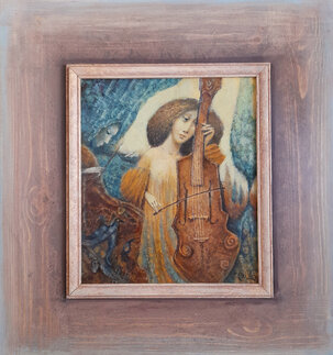 Peter Marček, Romantický sen, Olejomaľba na dreve 30x26 cm