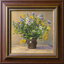 Peter Ziman, Lúčne kvety, olejomaľba, 30x30 cm, zarámované 45x45 cm, 240 €