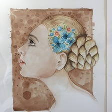 Zuzana Dreadka Krutá, Kvetinové sestry - Slovanka, akvarel, 198 €, 30x21 cm