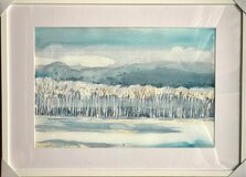 Agneša Vavrinová, Hmla v zimnej krajine, akvarel 33x53 cm, zarámované 53x73 cm, 168 €
