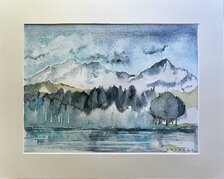 Agneša Vavrinová, Štrbské pleso, akvarel, 39x29 cm, zarámované 52x42 cm, 126 €