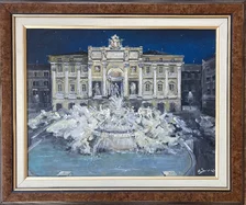 Aladár Botlík, Fontána di Trevi, akryl, 40x50 cm