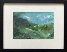 Aladár Botlík, Kopce, akryl, 18x27 cm