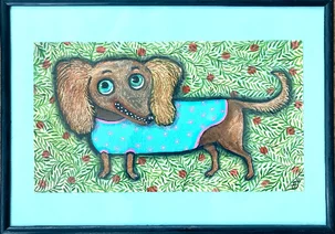 Alžbeta Čáková, Fenočka, jazvečík, akryl 22x39 cm