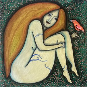 Alžbeta Čáková, Rozhovor, maľba akrylom, 30x20 cm