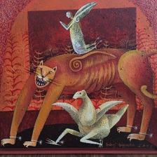 Andrej Augustín,Strážcovia ateliérov, akryl na plátne, 70x70cm, 1 625 €, na vyžiadanie