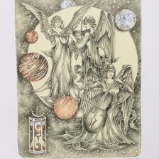 Darina Berková, grafický list, Anjelská hudba, 40x30 cm, 115 €