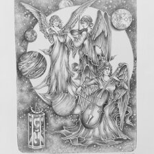 Darina Berková, grafický list, Anjelská hudba, 40x30 cm, predané