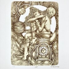 Darina Berková, grafický list, Čas “veľký“, 41x30 cm, 70 €