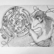 Darina Berková, grafický list, Labyrint, 50x65 cm, 160 €