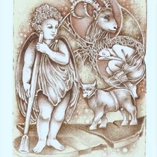 Darina Berková, grafický list, Znamenia zverokruhu - tri v jednom - ZEM, 22x16 cm, 50 €