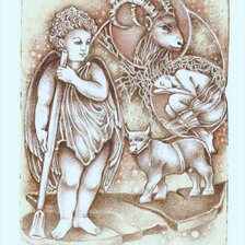 Darina Berková, grafický list, Znamenia zverokruhu - tri v jednom - ZEM, 22x16 cm, 50 €