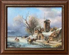 Dušan Stieranka, Holandská zima, Olejomaľba 30x40 cm, zarámované 40x50 cm