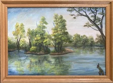 Eva Lauková, Jazero TONA 2., Šurany, olejomaľba 39x55 cm