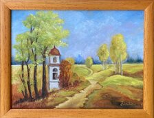 Eva Lauková, Kaplnka pri ceste, 28x38 cm