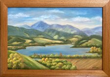 Eva Lauková, Liptovská Mara, olejomaľba 40x60 cm