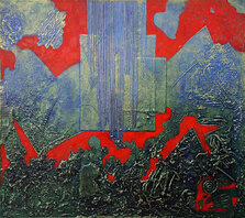 Fero Kučo, Do hĺbky, 70x80cm, kombinovaná technika, plátno