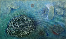Fero Kučo, Dotyky, špeciálna technika olejom, 60x100 cm
