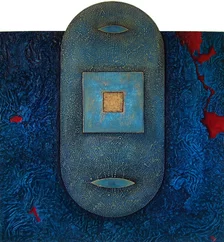 Fero Kučo, Modrý svet, 95x105cm, kombinovaná technika