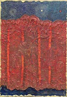 Fero Kučo, Noc, kombinovaná technika olejom, 100x70 cm