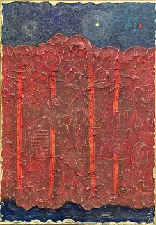 Fero Kučo, Noc, kombinovaná technika olejom, 100x70 cm