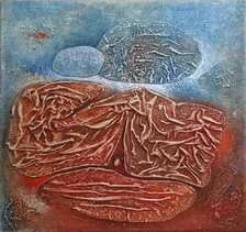 Fero Kučo, Semeno a oblak, 60x60cm, špeciálna technika, plátno