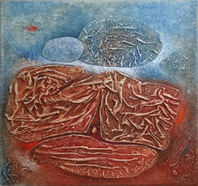 Fero Kučo, Semeno a oblak, 60x60cm, špeciálna technika, plátno