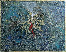 Fero Kučo, Stretnutie, špeciálna technika olejom, 70x90 cm, 600 €