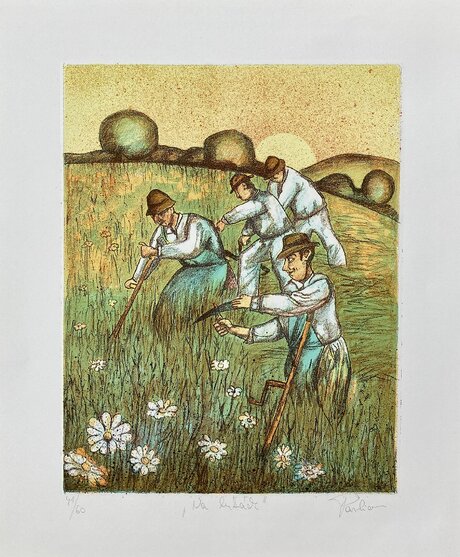 František Pavlica, Na lúkách, grafický list 41/60, 25x20 cm, 34 €