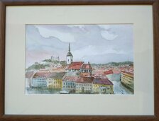 Görcsös Peter, Akvarel, Pohľad na Staré mesto, Bratislava, 19x29 cm, predané