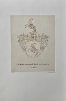 Grafický list, Ivan Kováčik, Erb Paul von Verdödy, rozmer tlače 26 x 20 cm, nezarámované, 82 €