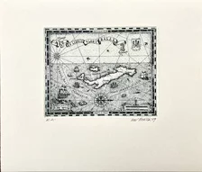 Grafický list, Ivan Kováčik, Taliansko, 52 €, 11x12 cm, nezarámované