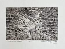 Grafický list, Peter Kľúčik, Obchodník s dažďom, E.A., 19x27 cm, 150 €