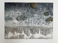 Grafický list, Peter Kľúčik, Vtáčia moc, E.A., 50x65 cm