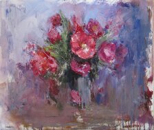 Igor Navrotskyi, Červené kvety, 280 €, 50x60 cm, nezarámované