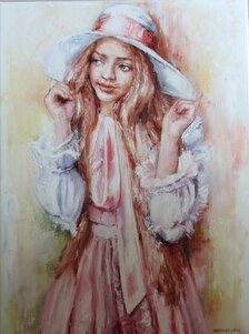 Igor Navrotskyi, Dievča v klobúku, 560 €, 80x60 cm, nezarámované