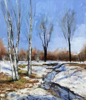 Igor Navrotskyi, Jarná pieseň I., Olejomaľba na plátne, rozmer 56x48 cm, nezarámované, 265 €