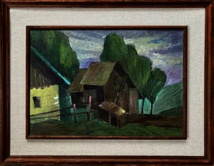 Ivan Horyna, Olejomaľba Domy, 35x50 cn, zarámované 53x68 cm