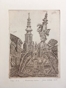 Jakub Kľúčik, grafický list Michalská brána, 20x15 cm