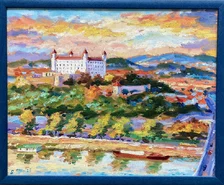 Ján Moniš, Bratislavský hrad, olejomaľba na plátne 50x40 cm, zarámované 54x44 cm, 210 €