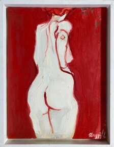 Jana Hegyiová, maľba, Akt, Červená, 210 €, 40x30 cm, 2cm rám
