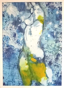 Jana Hegyiová, maľba, Modrý opar, 70x50cm