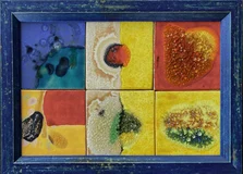 Janka Blašková, Keramický obraz Jeseň, 19x29 cm, s rámom 24,5x34,5 cm