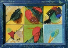 Janka Blašková, Keramický obraz Leto, 19x29 cm, s rámom 24,5x34,5 cm
