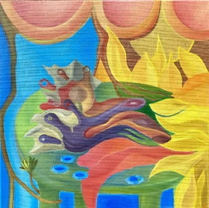 Janka Blašková, Spojenie, olej na plátne 50x50 cm, nezarámované