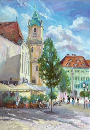 Julia Tomesko, BA Staré mesto, olejomaľba na plátne 70x50 cm., nezarámované, 580 €