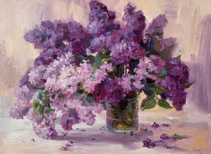 Júlia Tomesko, Fialový orgován, olejomaľba na plátne 60x80 cm, nezarámované