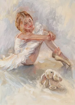 Júlia Tomesko, Malá baletka, olejomaľba na plátne 70x50 cm, nezarámované