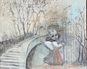 Kateryna Orel, Jesenný anjel, maľba akrylom 40x50 cm, nezarámované